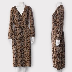 Heimstone Sz 34 | US Sz 2 Zebra Animal Print Midi Dress Single Button Boho